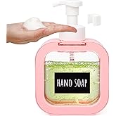 Segbeauty 16.9oz Foam Hand Soap Dispenser, 500ml Pink Empty Foaming Soap Dispensers, Refillable Square Plastic Shower Foaming Pump Bottle, Press Pump Soap Dispenser Foam Container for Bathroom Decor