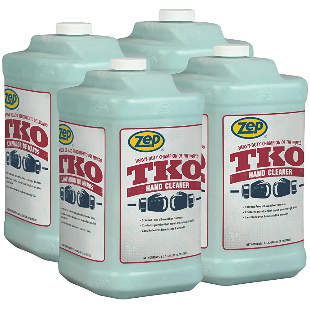 Zep Heavy-Duty TKO Industrial Hand Cleaner - 1 Gallon (Case of 4) - 1049524 - For Industrial Professionals Such As Mechanics, Four Pumps Included