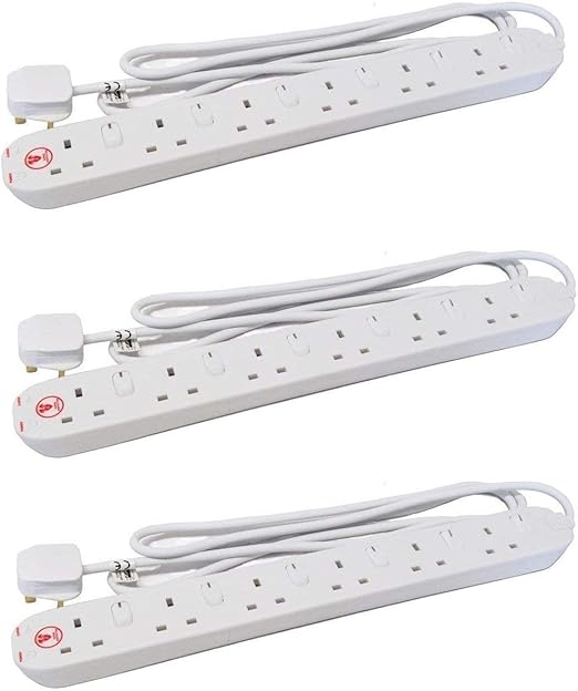 3 X 2 m 13 A 6Gang Surge Protected Extension Lead with Individually