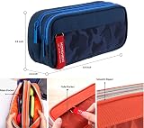 YONZONE Pencil Case Large Capacity 3 Compartments Navy Blue Storage Organizer view 2