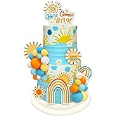 42Pcs Here Comes the Sun Cupcake Toppers Sunshine Party Cupcake Picks Sun Themed Birthday Party Decorations Here Comes the Son Cake Picks for Sunshine first Baby Shower Supplies