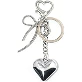 SORGERLY Heart Bow Charm Keychain - Y2K Key Chain, Cute Bag Purse Charms for Handbags Accessories - Jewelry Gift for Women