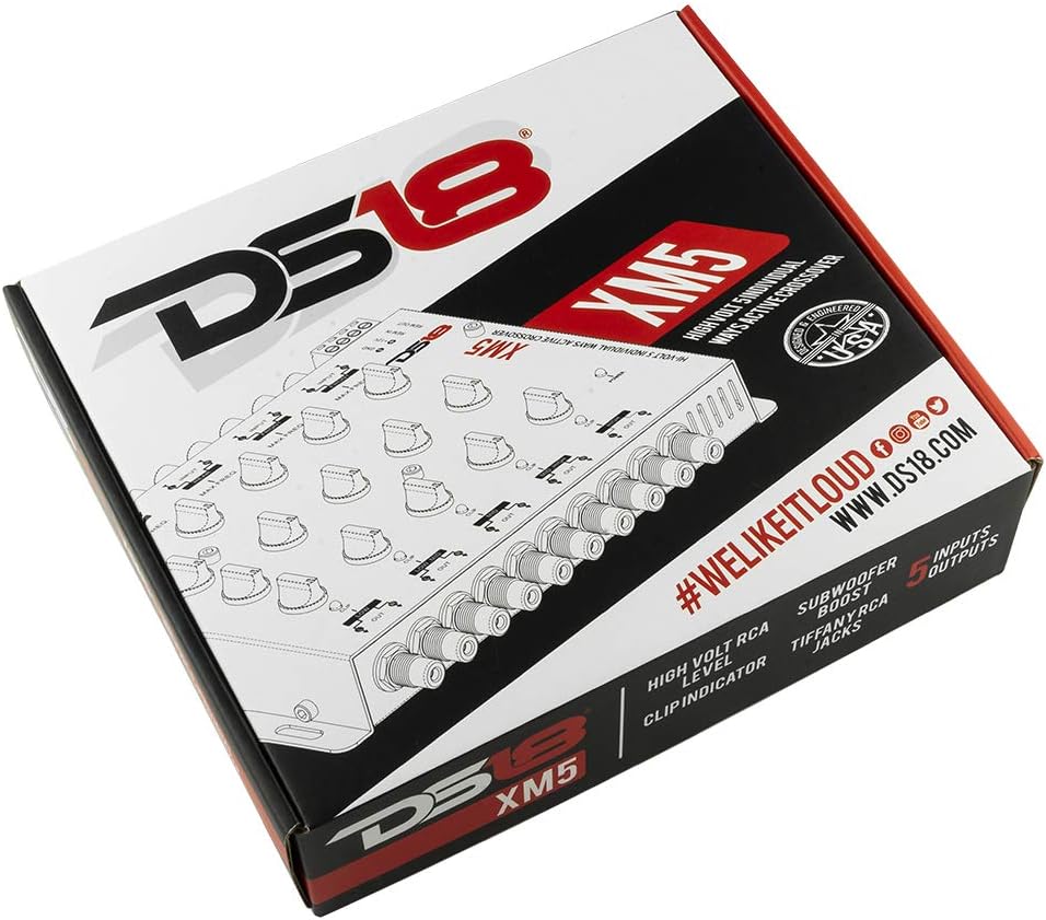 DS18 XM5 High 5-Way 8 Volt Active RCA Crossover Bass Boost Car