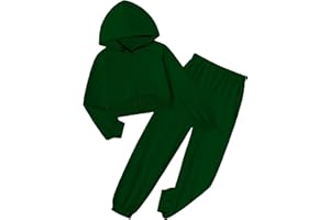 NAPU Girls Clothes 2 Piece Girls Tracksuit Set Zip Up Hooded Sweatsuit and Sweatpants Solid Girls' Clothing Sets 7-14 Years