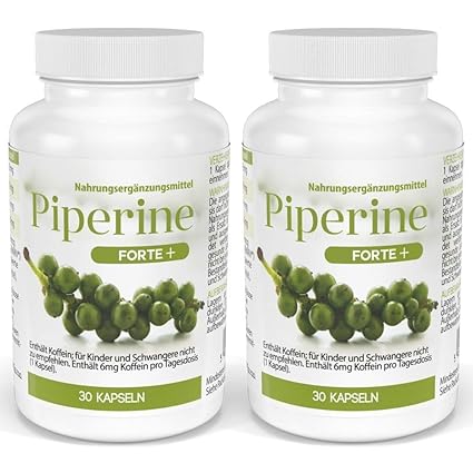 Piperine - Piperin 95% 43mg - Vegan - Vegetarisch - Gewichtsverlust - Abnehmen - Übergewicht - Fettverbrenner (60 Kapseln)