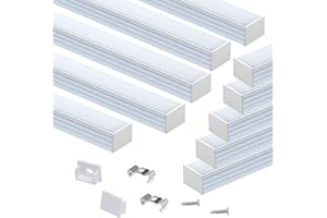 Muzata 10Pack 6.6FT/2M Plus-Size Spotless LED Channel Silver Aluminum LED Strip Diffuser Channel with Milky White Cover U103 WW 2M
