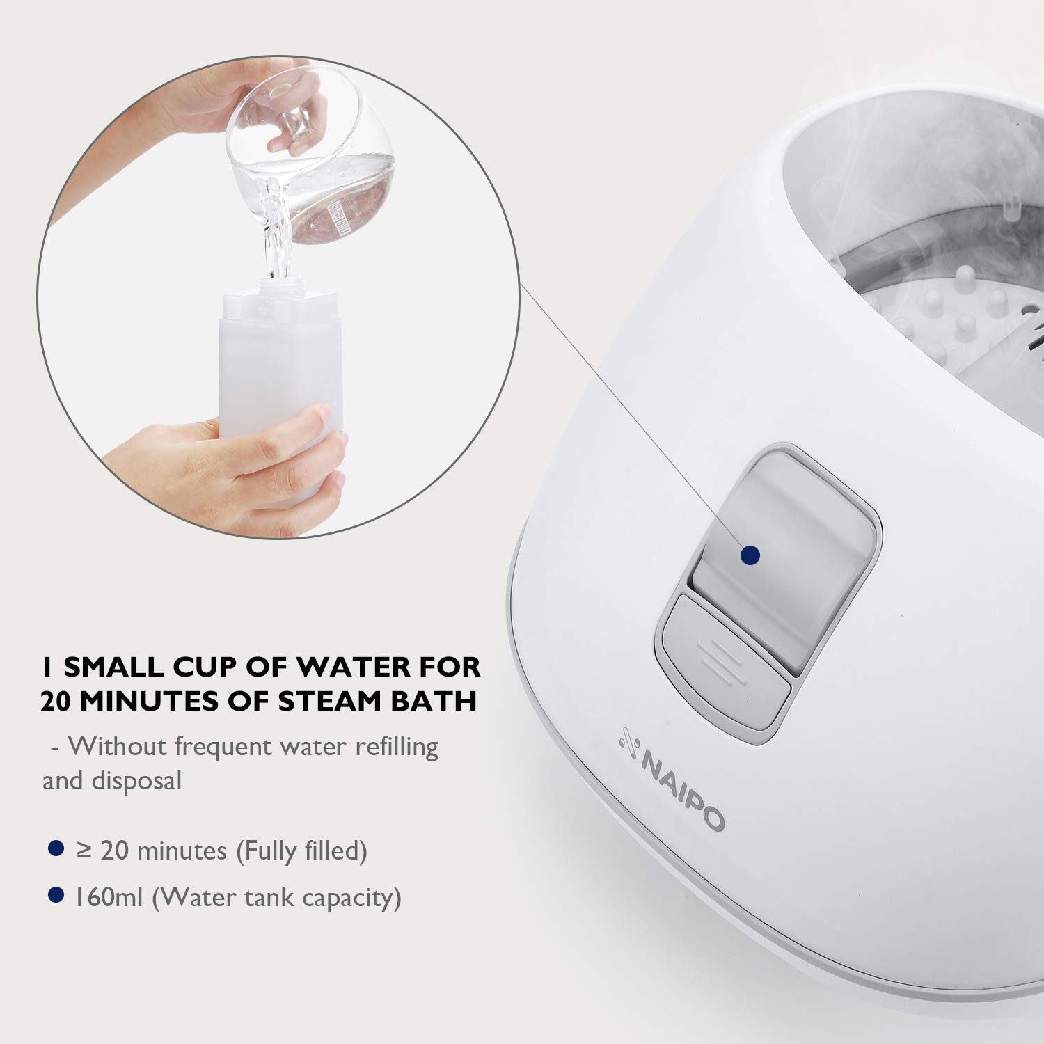 Steam Foot Bath/Spa Massager Foot Sauna Tub with 3 Heat Levels and 2 Adjustable Timers, No Water Pouring, 4 Pedicure Massage Rollers and Imitated Pebble Pedal Detachable, New Method for Stress Relief: Beauty