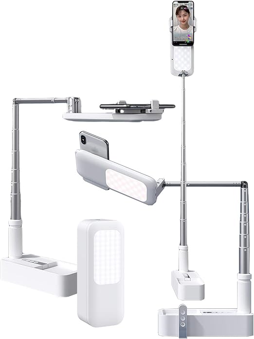 beyonday New Video Recording Phone Holder, Foldable LED Light Stand
