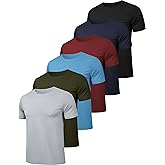 OYGSieg 6 Pack Workout Shirts for Men Short Sleeve Athletic Active Tops Quick Dry Crew Neck T Shirt for Running
