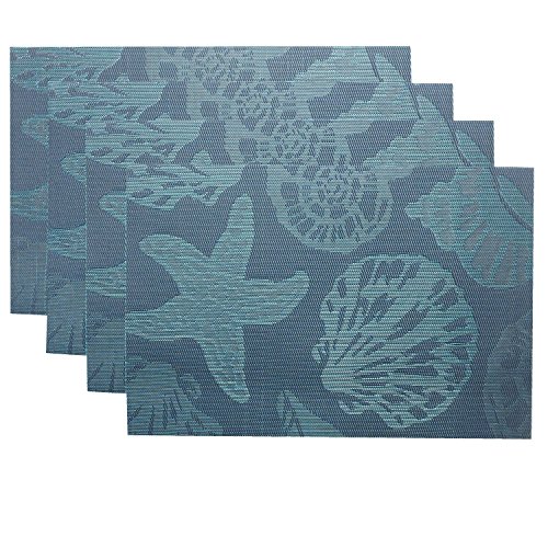 Doupoo Sea Place Mats Beach Theme,Heat Resistant Coastal Placemats for
