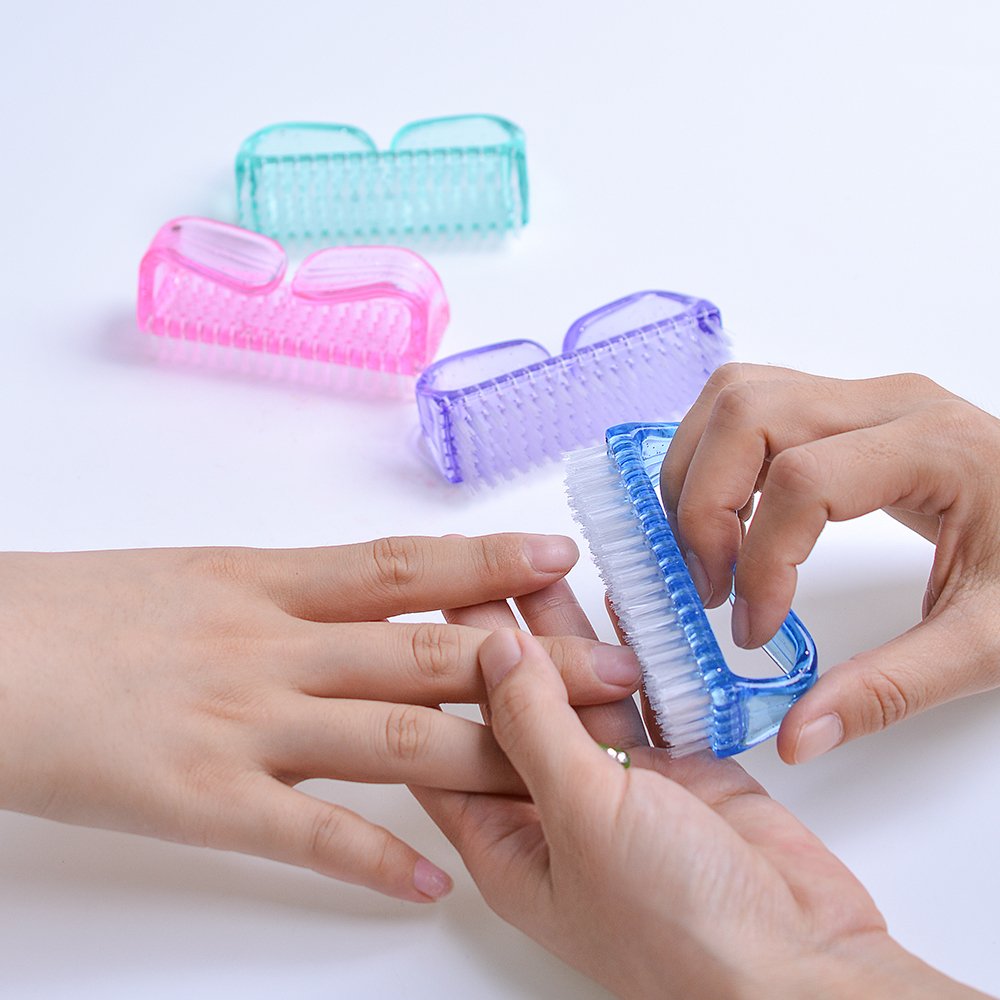 Handle Grip Nail Brush, Fingernail Scrub Cleaning Brushes for Toes and Nails Cleaner, Pedicure Brushes for Men and Women 4 Pack : Beauty