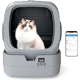UPFAS Automatic Cat Litter Box, Self-Cleaning with App Control - Weight Monitoring, Design-First Anti-Pinch Safety, Quiet Compact Low-Entry for Kittens and Medium Cats, Silver Gray, Assembly Required