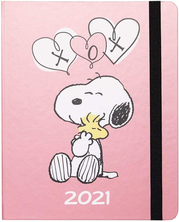 Erik - Snoopy Premium Diary 2021 Week To View, Mid Year Diary, Rosa Weiß