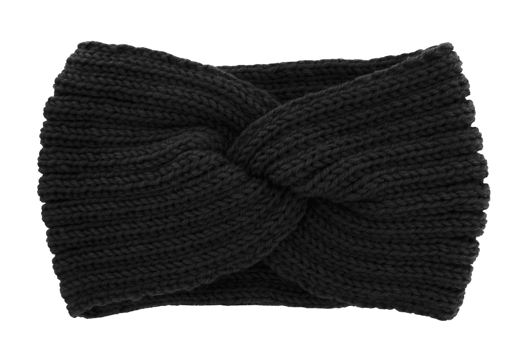 axy Women's Knitted Headband with Twist Knots, Winter Headband, Knitted Headband (Black)