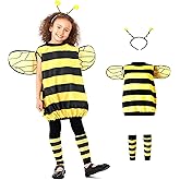 TUSAUW Bee Costume Halloween Bee Costume with Headband Jacket Wings Leggings for Halloween Christmas Theme Party