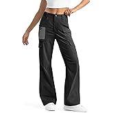 Moosehill Women's-Cargo-Hiking-Pants-High-Waisted Wide Leg Water Resistance Lightweight Stretch for Work Casual Outdoor