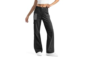 Moosehill Women's-Cargo-Hiking-Pants-High-Waisted Wide Leg Water Resistance Lightweight Stretch for Work Casual Outdoor