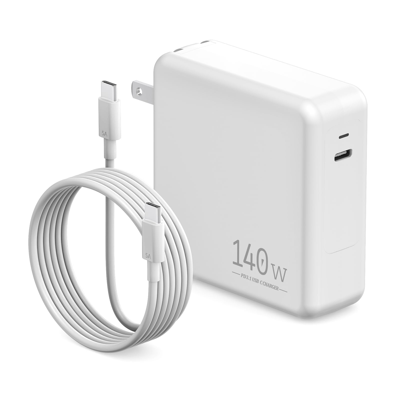140W USB C Charger Fast Charger Adapter Compatible with MacBook Pro & MacBook Air M2 M3 M4 M5 13 inch-15 inch iPad Pro iPhone Samsung Galaxy 6.6 ft USBC Cable Included