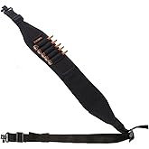 ZYLORA Rifle Sling with Shell Holders, Gun Sling with Swivels and Ammo Holder, Adjustable Rifle Sling with Storage Pocket and
