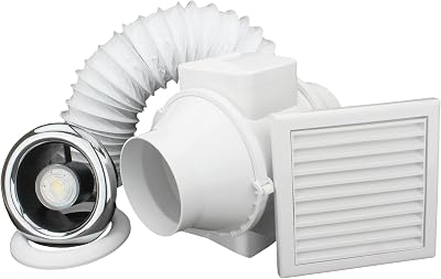 VENTS 100mm Inline Bathroom Fan Kit LED Light Timer 187 m3/hr 32dB IPX4 Ducting