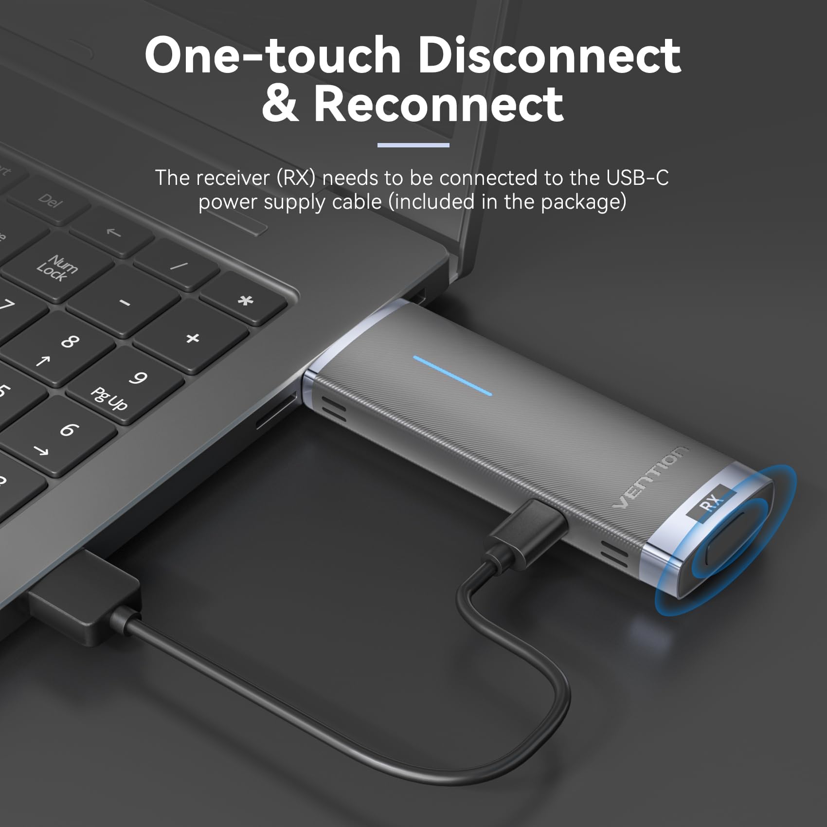 VENTION Wireless Monitor & Projector HDMI Transmitter/Receiver, Adapter for PC/Monitor/Projector/HDTV, 2.4/5GHz