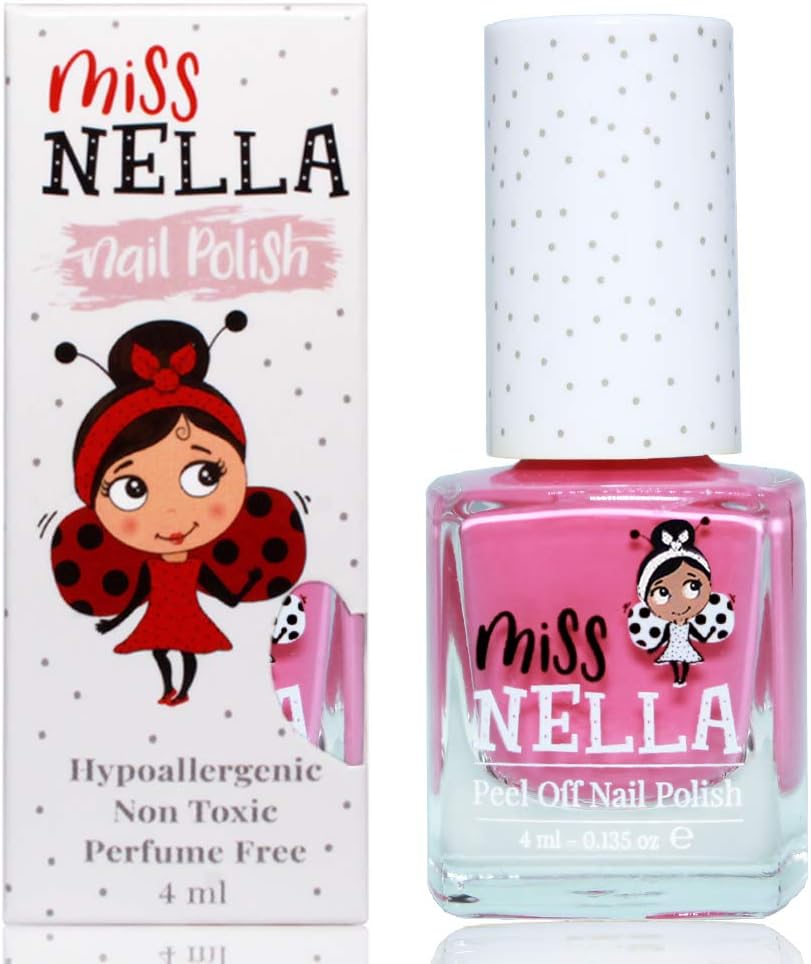 Miss Nella PINK A BOO- Safe Special bold pink Nail Polish for Kids Non-Toxic & Odor Free Formula for Children and Toddlers Natural Water Based for Easy Peel Off