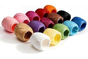 GOODMA Raffia Paper Ribbon Twine Strings 15 Rolls 15 Colors Set for DIY Craft Gift Box Packing
