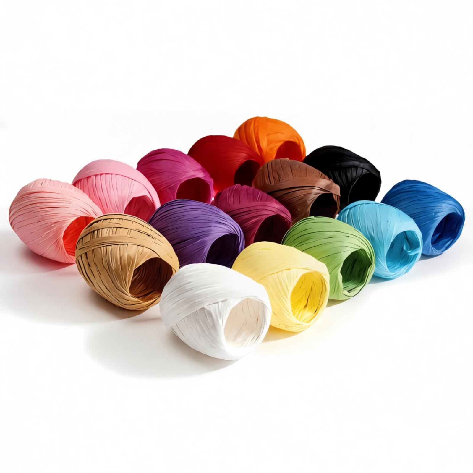 Raffia Paper Ribbon Twine Strings 15 Rolls 15 Colours Set for DIY Craft Gift Box Packing