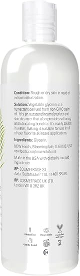 NOW Solutions Vegetable Glycerine 473ml Pure Moisturizer Hypoallergenic view 2