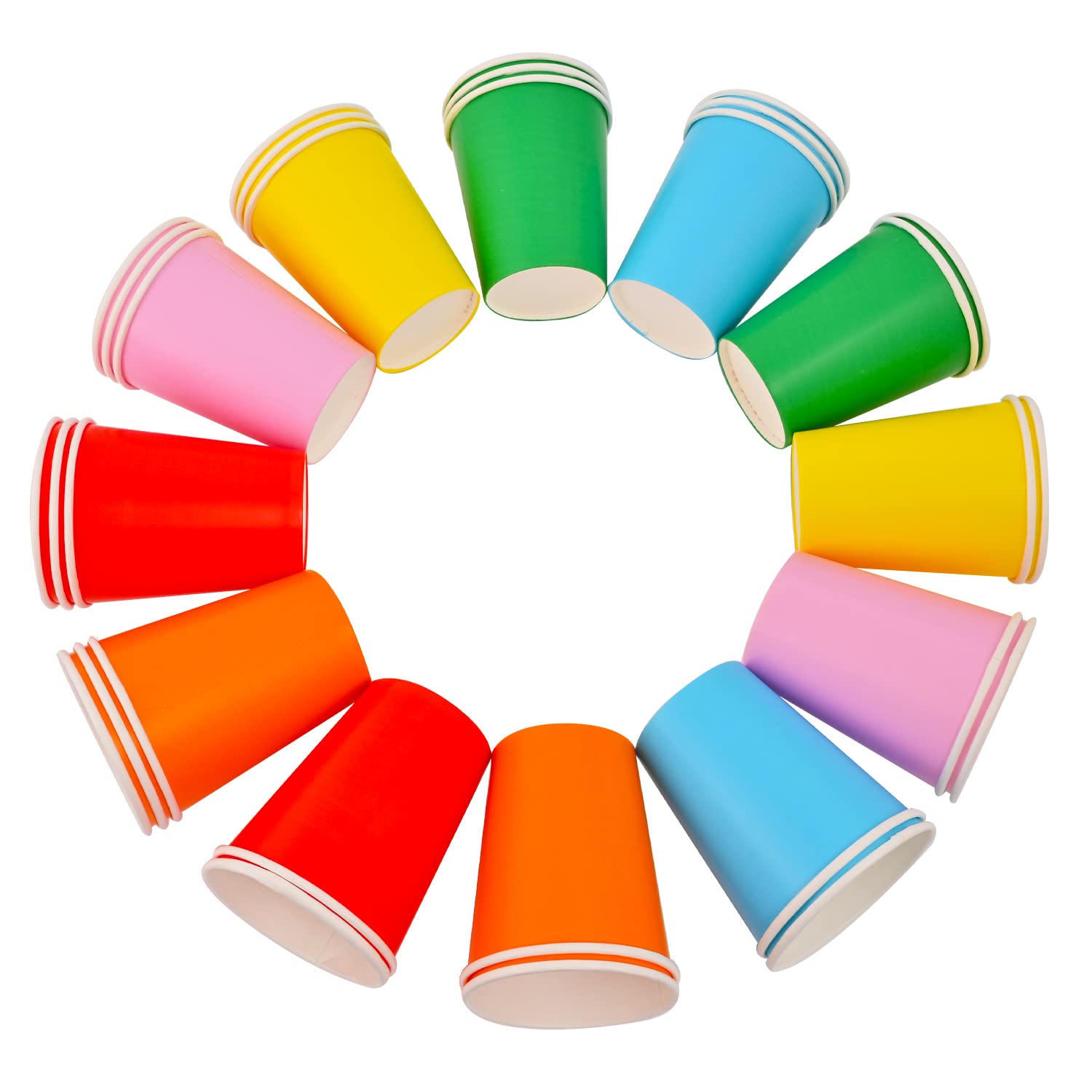 UNVOJL 30 Pieces Paper Cups Assorted Color Party Cups Disposable Rainbow Paper Cups Birthday Party Supplies (6 Colors)