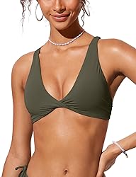 CRZ YOGA Womens V Neck Bikini Tops Twist Front
