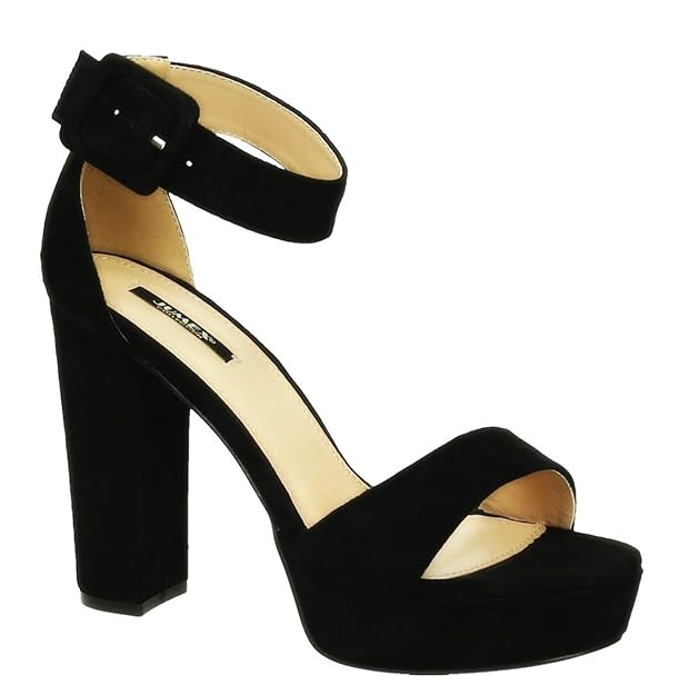Sommer Damen Riemchen Abend Sandaletten High Heels Pumps Velours Peep Toes Party Schuhe Blockabsatz 007