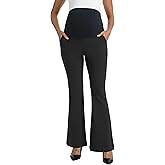 Foucome Maternity Flare Pants Stretchy Bootcut Work Dress Pants Business Casual Pregnancy Slacks with Pockets