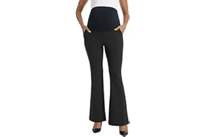 Foucome Maternity Flare Pants Stretchy Bootcut Work Dress Pants Business Casual Pregnancy Slacks with Pockets