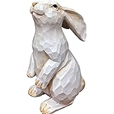 QIAOIDEA Easter Bunny Decoration, Decorative Farmhouse Modern Standing White Rabbit Bunny Figurine, Home Decor Accents Carved Rustic Distressed Animal Bunny Rabbits Ornaments