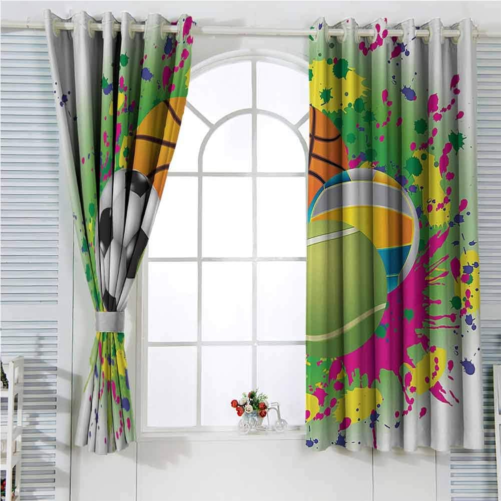 Sports Decor Blackout Curtain Panels Window Drapes，Collection of Sports