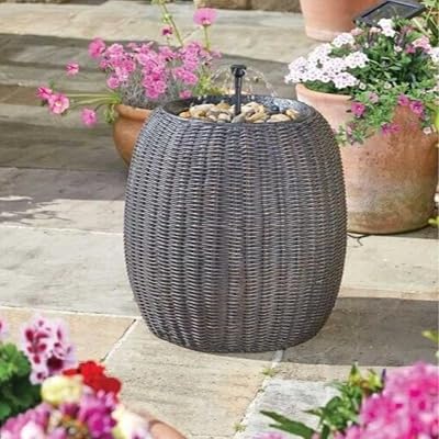 Garden Mile Solar Rock Fall Water Fountain with LED Light Resin Outdoor Garden