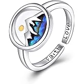 AOBOCO Mustard Seed Ring for Women 925 Sterling Silver Mountain Faith Open Ring Christian Mustard Jewelry Mothers Day Birthday Gifts for Mom Size 3 to 13