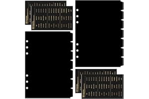 DY.2ten Black Binder Dividers for 6-Holes Ring Binder, 1/7 Cut Tabs, A5 Size, Sturdy Plastic Dividers with 7 Tabs for School Office Home, 2 Sets, 14 Dividers, 2 Tab Stickers.