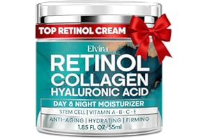 Elvira Retinol Anti Aging Face Moisturizer- Collagen Cream With Stem Cell & Hyaluronic Acid, Instant Face Lift Cream for Skin Tightening and Firming, Wrinkle Smoother for Women & Men, 1.85 Fl Oz