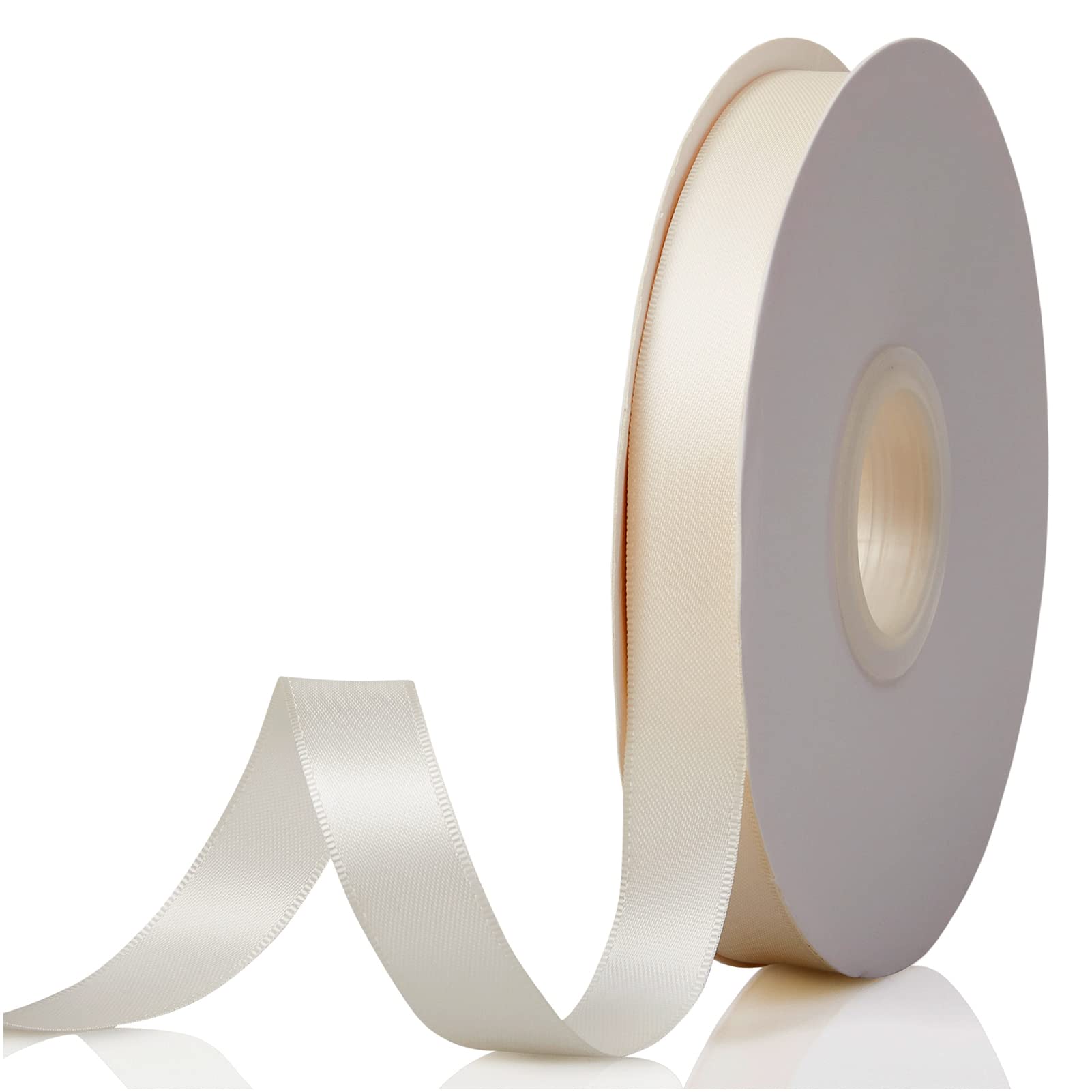 Photo 1 of 1/2" x 50 Yards Ivory Double Faced Satin Ribbon,Solid Color High Density Fabric Ribbon Rolls,Great for Gift Wrapping,Sewing,Crafts,DIY Bows and Christmas,Wedding,Party Decoration