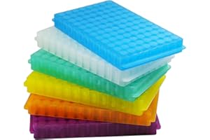 LSVERDE 6 Pcs Microcentrifuge Tube Rack for 0.5ml-2ml Centrifugal Pipe, Lab Test Tubes Rack Holder, Double-Sided 96 Holes Plate with Hole Diameter 7.5mm and 11mm