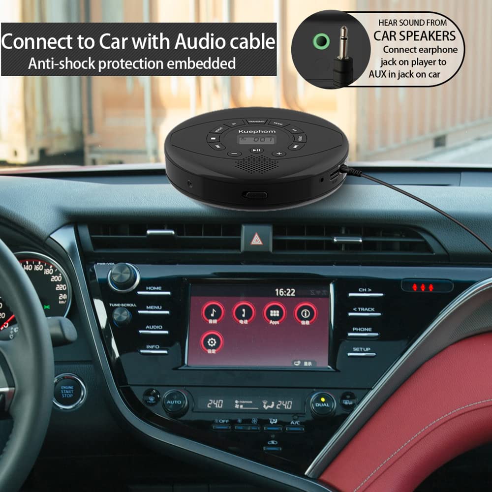 CD Player Portable,Discman Rechargeable,Walkman CD Player with Speaker, Headphones,CD-R,MP3 USB playable,Anti Skip CD Playing for car,Suitable for Personal or Multi-Users,Black