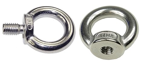 10x M8 Edelstahl Ringschraube im Set mit Ringmutter, metrisches Gewinde, V4A