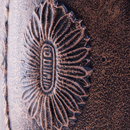 Pflanztopf Gusseisen Eckig Kleeblatt Form Höhe 45cm -Antik Kupfer Optik Blumentopf Pflanzkübel groß außen – Bild 5