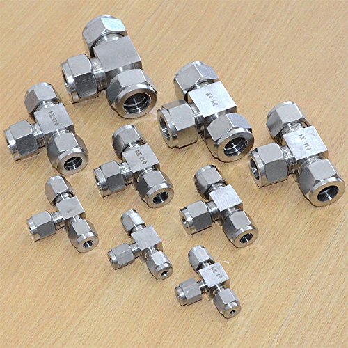 SuperWhole 10mm 3/8" Equal TEE Compression Plumbing Pipe Fitting Double Ferrule Connector