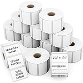Labelchoice 2.25" x 1.25" 3-Proof White Direct Thermal Labels for Zebra ZD410 ZD411 LP2824 ZD421 ZD420 GK420D, 12 Rolls 12000 Pcs 2-1/4x1-1/4 Barcode Return Address Labels Used with Rollo MUNBYN