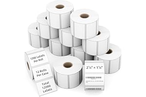 Labelchoice 2.25" x 1.25" 3-Proof White Direct Thermal Labels for Zebra ZD410 ZD411 LP2824 ZD421 ZD420 GK420D, 12 Rolls 12000 Pcs 2-1/4x1-1/4 Barcode Return Address Labels Used with Rollo MUNBYN