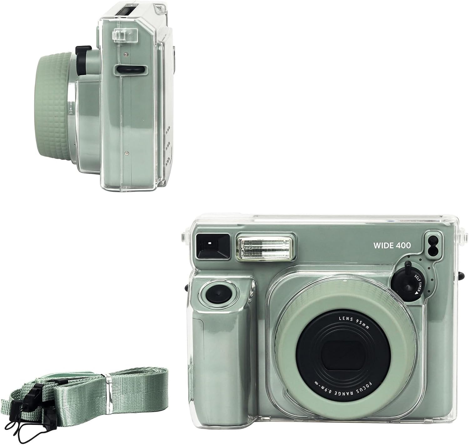 VOVMOEYA Clear Protective Case FOR Fujifilm Instax Wide 400,Carrying Case Bag for Instax Wide 400 for instax wide400 camera case PC Cover with Strap full cover ultra clear