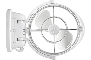 SEEKR Sirocco II™ Fan from by Caframo. 12V/24V Auto-Sensing DC, Omnidirectional Low-Power Draw Fan for Boats and RVs. Hardwire Installation Required. Made in Canada. White.